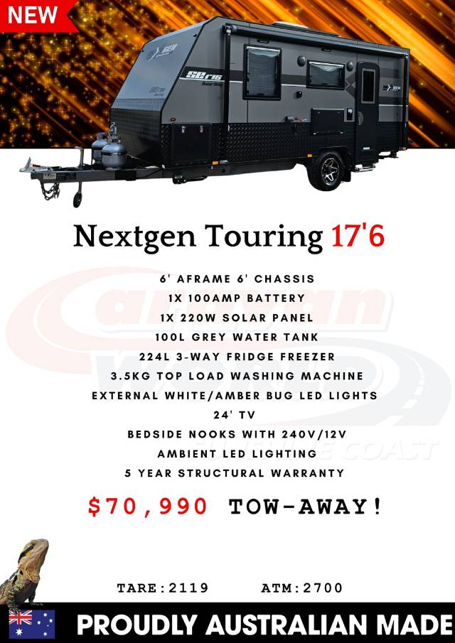 NEW 2024 NEXTGEN TOURING 17’6″R REAR DOOR CARAVAN 1 AXLE