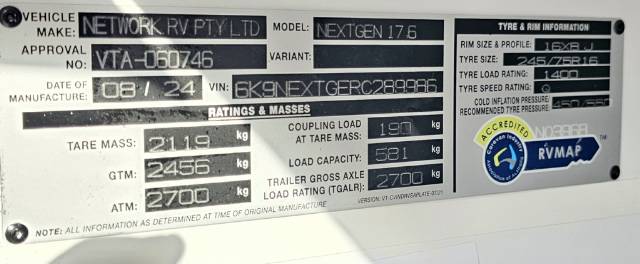 NEW 2024 NEXTGEN TOURING 17’6″R REAR DOOR CARAVAN 1 AXLE