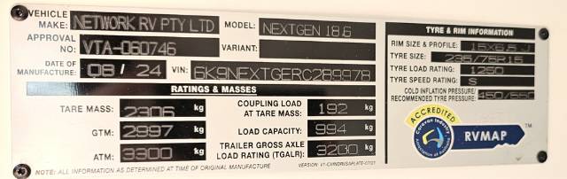 NEW 2024 NEXTGEN TOURING 186 REAR DOOR CARAVAN 2 AXLE